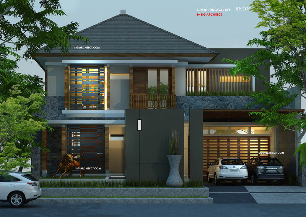 39 Desain rumah 2 lantai minimalis tropis modern fasade depan