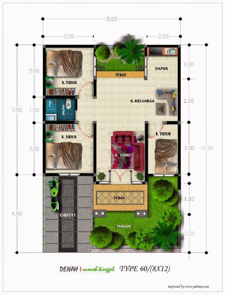 Desain Rumah Sederhana Luas Tanah 60