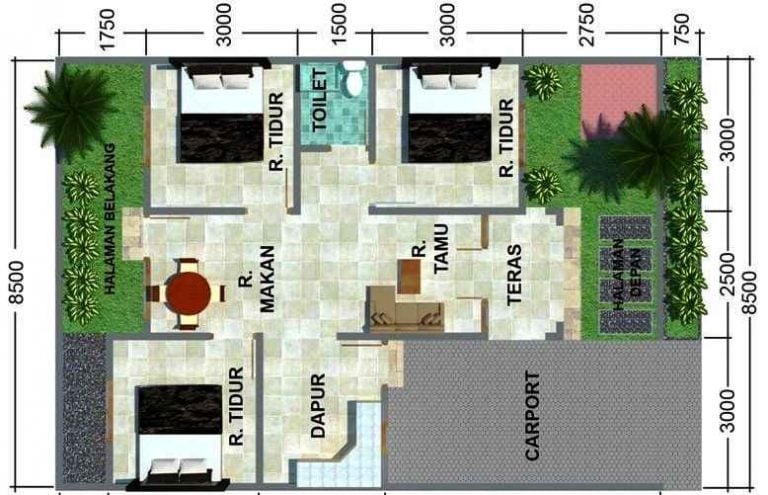 Desain Rumah Sederhana 8x9 5557