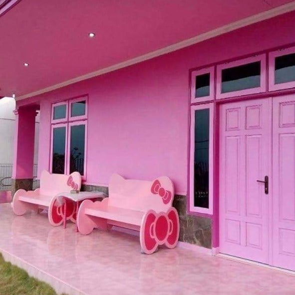 87 Gambar Rumah Cat Pink Muda Paling Keren