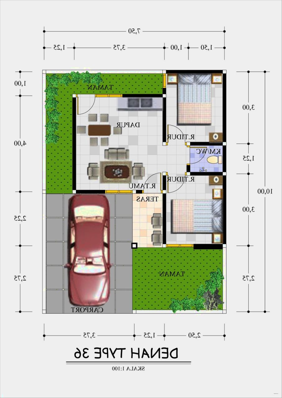 11 Populer Denah Rumah Tipe 36 Paling Terkenal