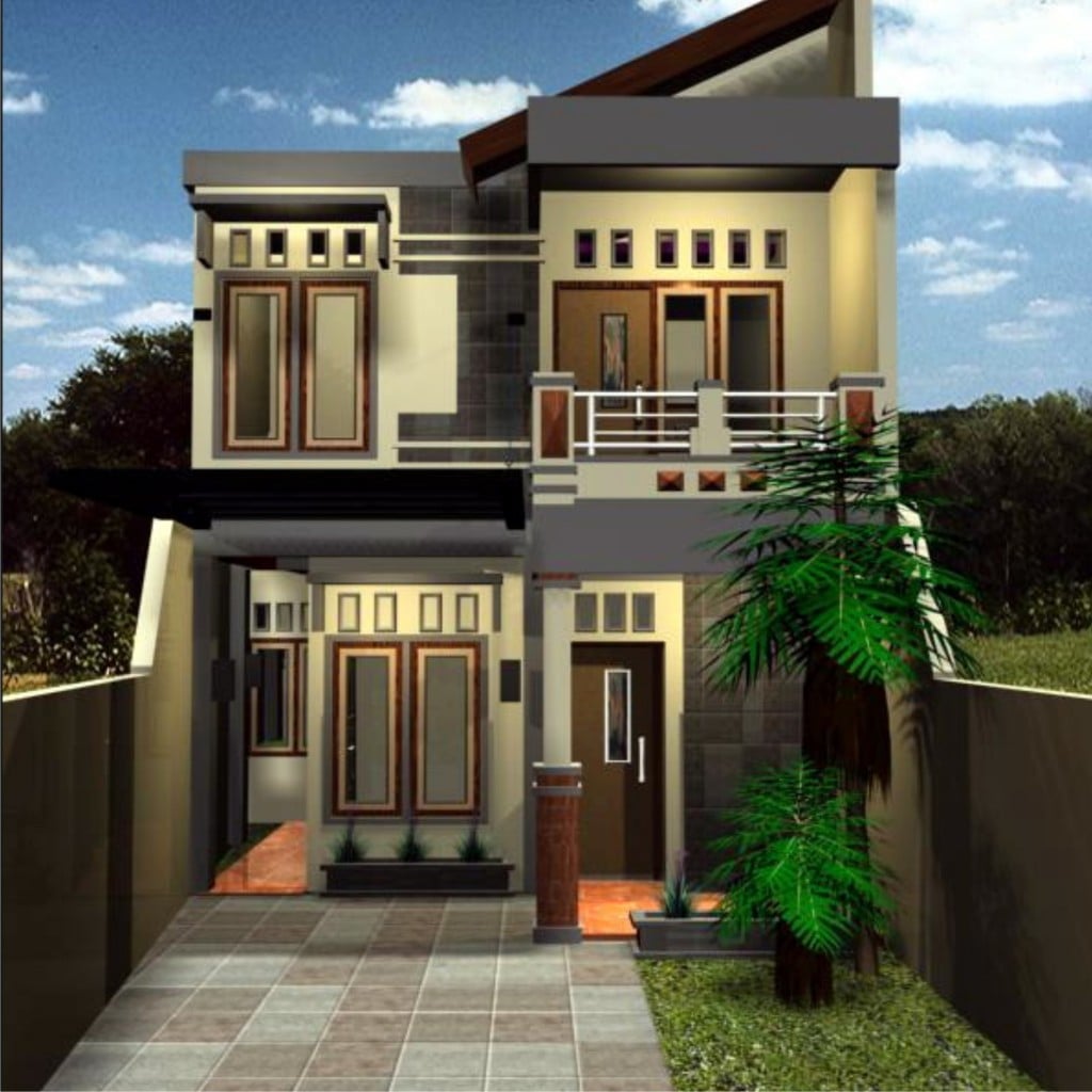 Tampak Depan Rumah Minimalis 2 Lantai Lebar 5 Meter Arcadia Design Architect