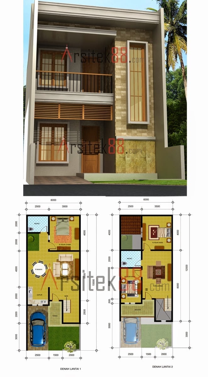 35 Inspirasi Desain Rumah Minimalis 2 Lantai 6×15 Paling Terkenal