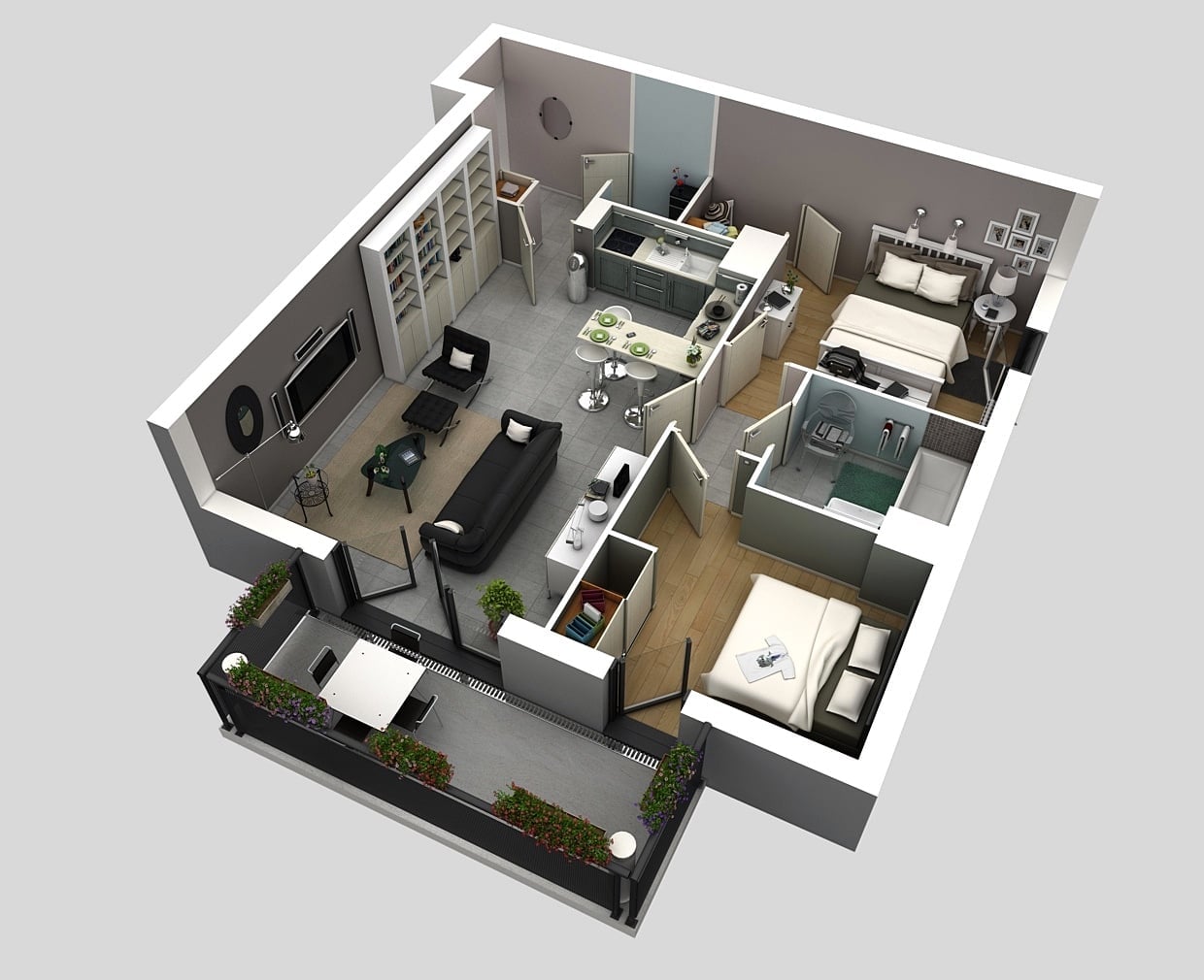 41 Kumpulan Denah Rumah 2 Kamar 3d Terbaru 2020