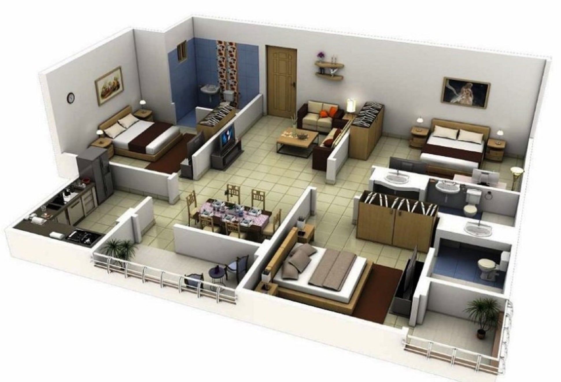 56 Ide Cantik Desain Rumah Minimalis Modern 1 Lantai 3 Kamar Tidur Trend Masa Kini
