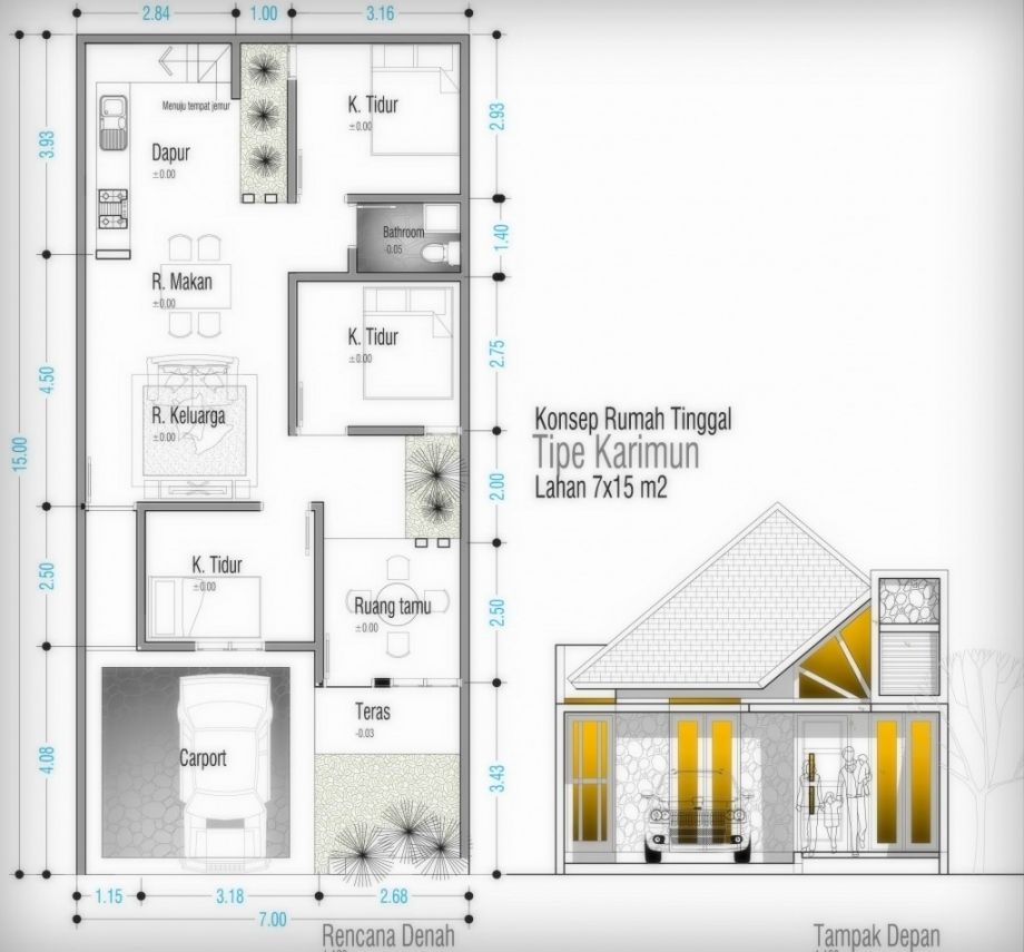 58 Inspirasi Desain Rumah Minimalis 7 X 15 Terbaru dan Terlengkap