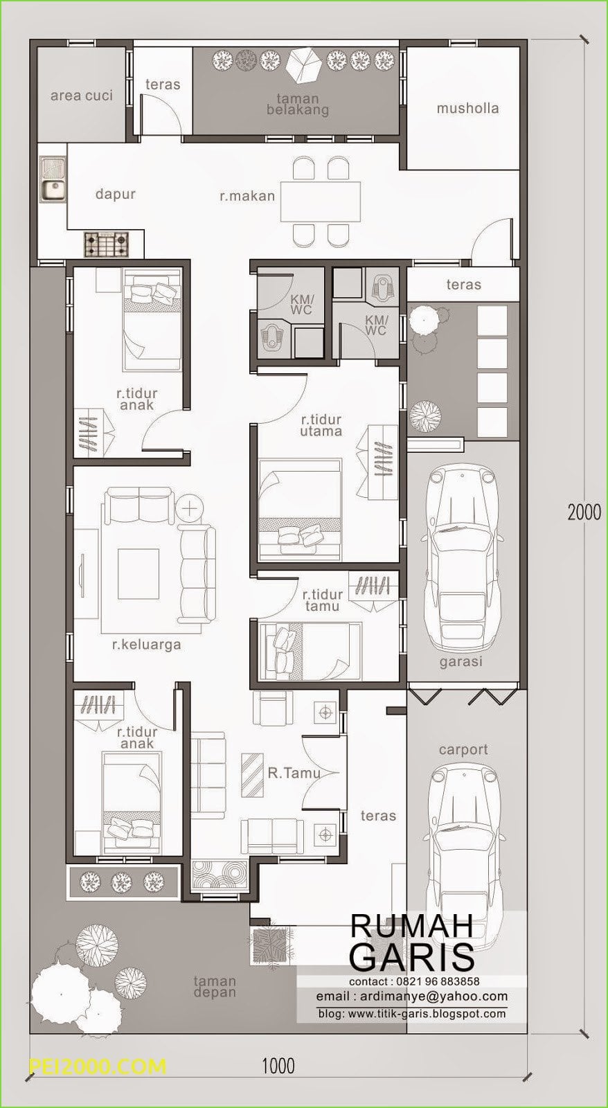 59 Populer Denah Rumah 4 Kamar Tidur Terbaru dan Terlengkap