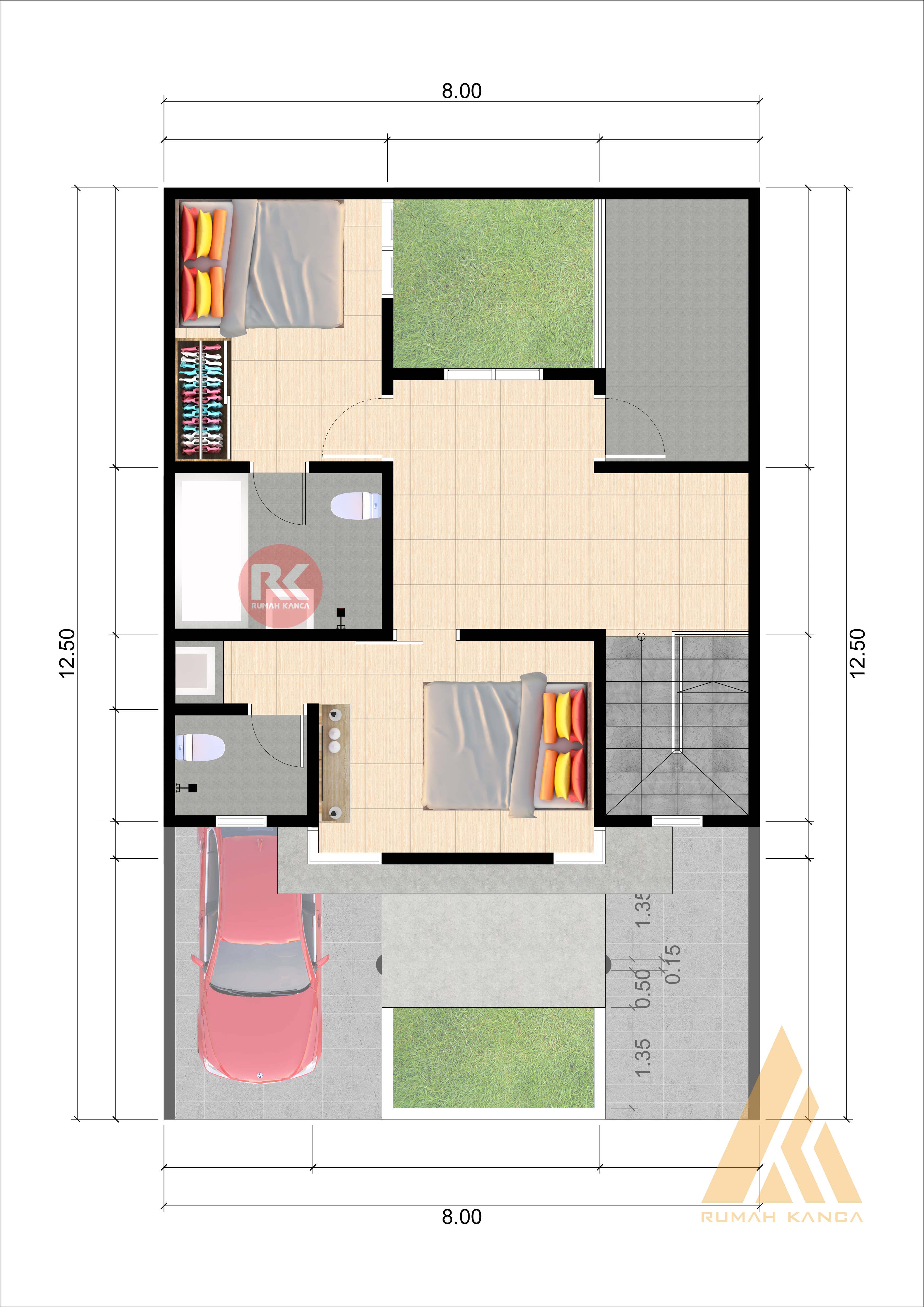 66 Populer Denah Rumah 8×12 Kreatif Deh