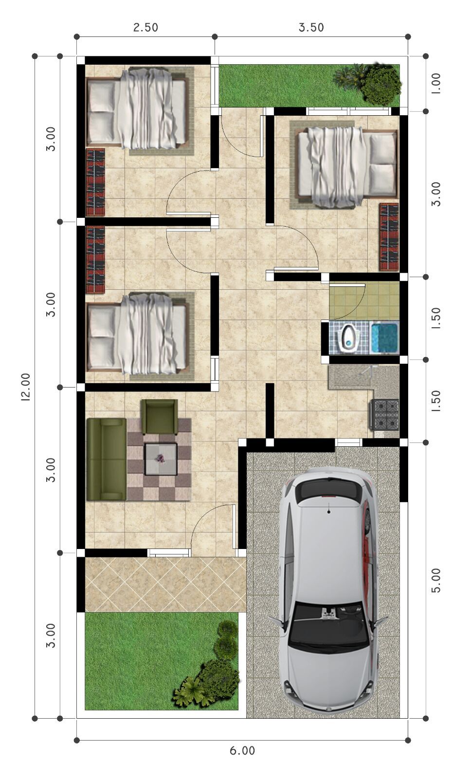 71 Terbaik Denah Rumah 3 Kamar Tidur Istimewa Banget