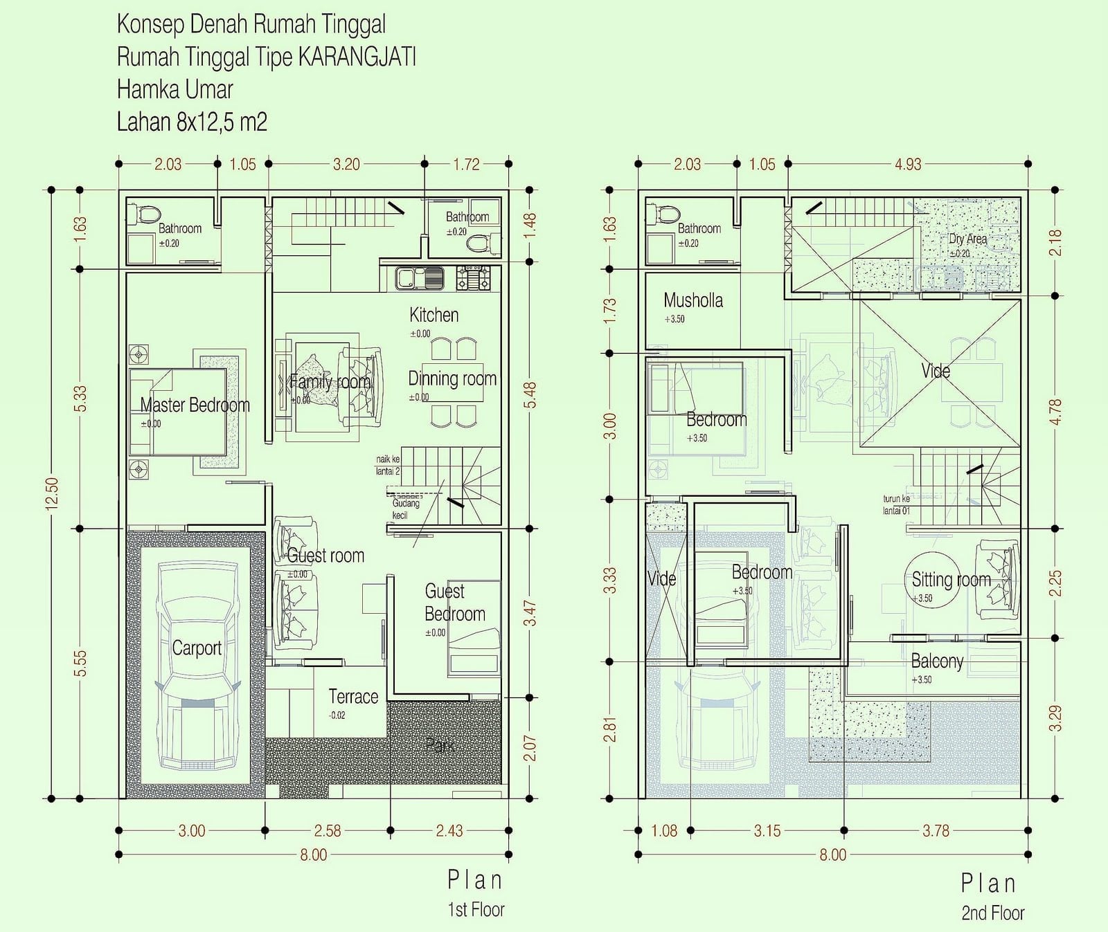 73 Terindah Denah Rumah Minimalis 2 Lantai 8×12 Kreatif Deh
