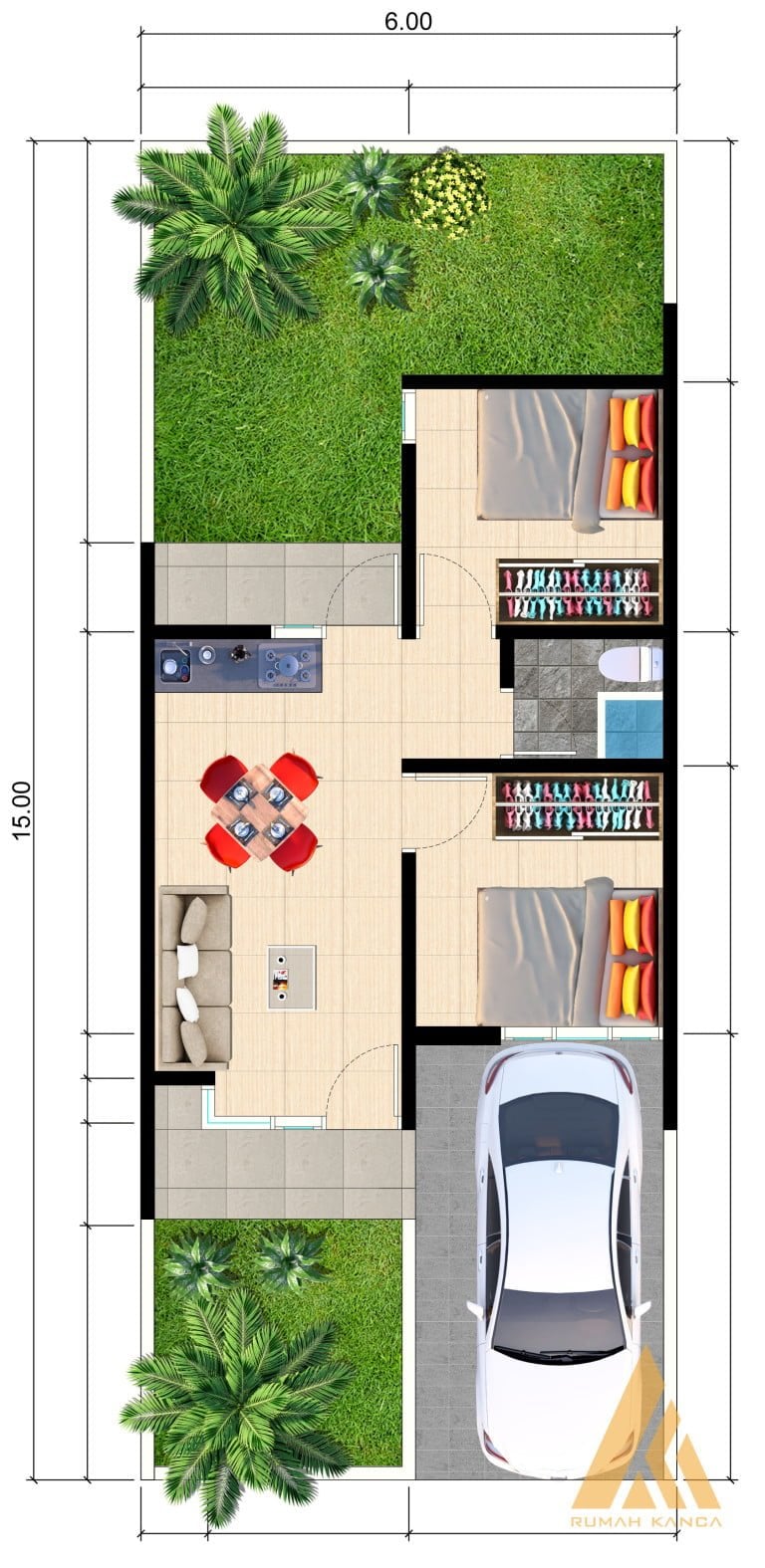 92 Populer Desain Rumah Minimalis 2 Lantai 6×15 Kreatif Deh