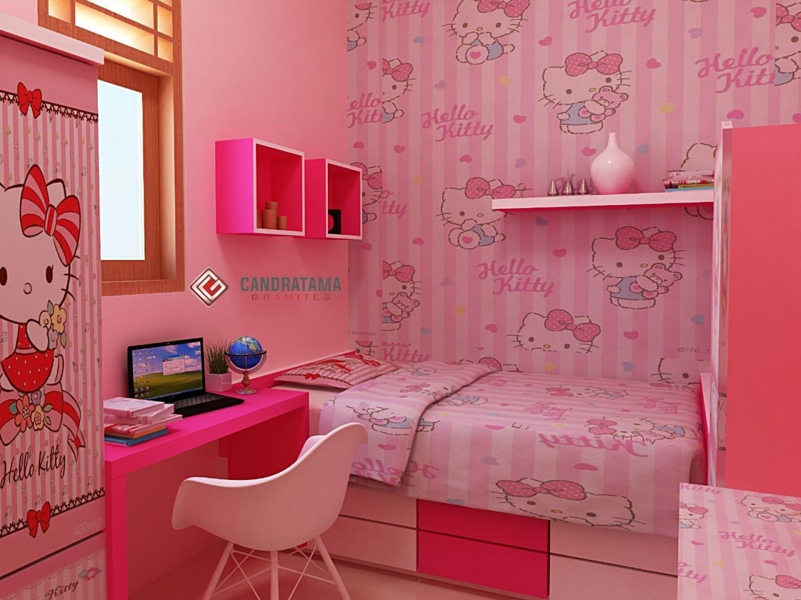 33 Gambar Desain Kamar Tidur Anak Hello Kitty Istimewa Banget