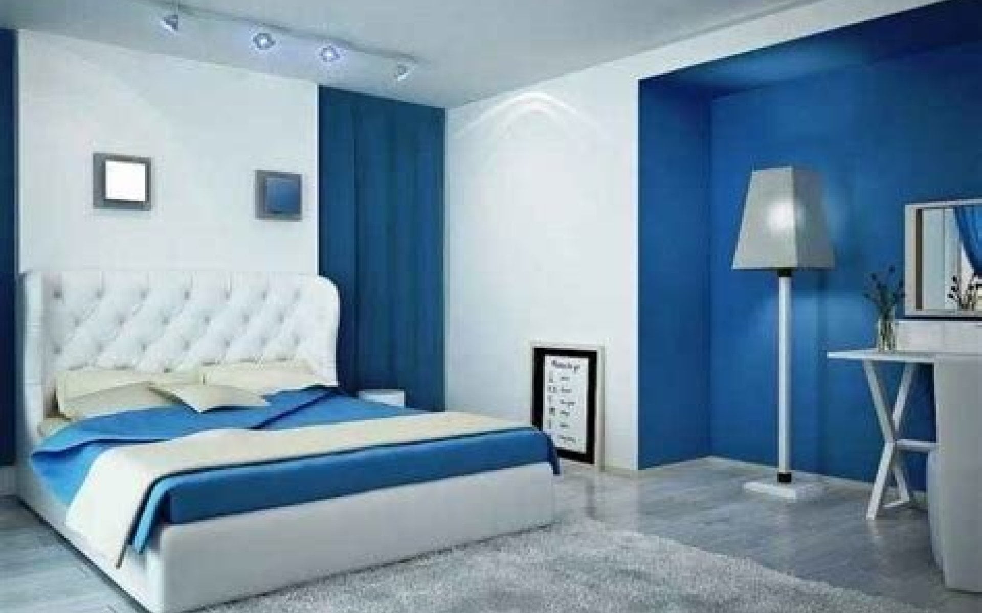 23 Gambar Dekorasi Kamar Tidur Minimalis Warna Biru Paling Banyak di Cari