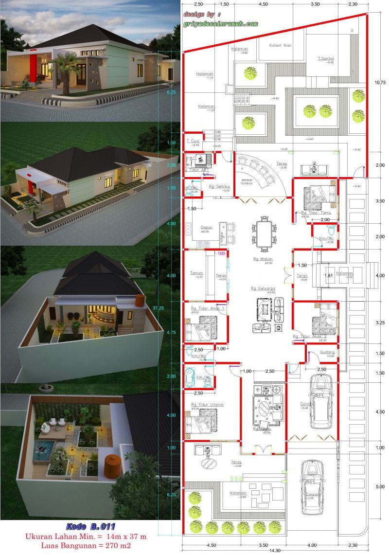 14 Inspirasi Desain Rumah Minimalis 5 Kamar Tidur 1 Lantai Murah untuk Dibangun