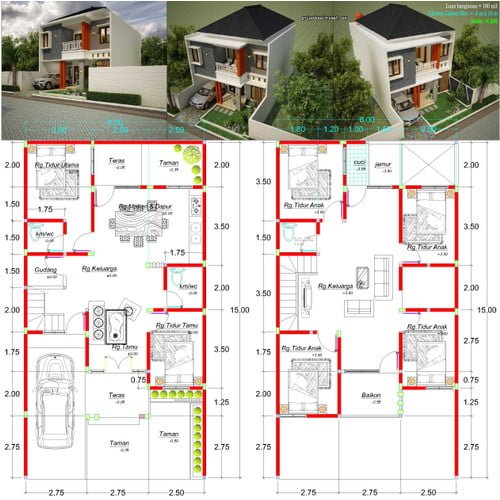 21 Contoh Contoh Desain Rumah Minimalis 2 Lantai Ukuran 8x15 Tren Terbaru