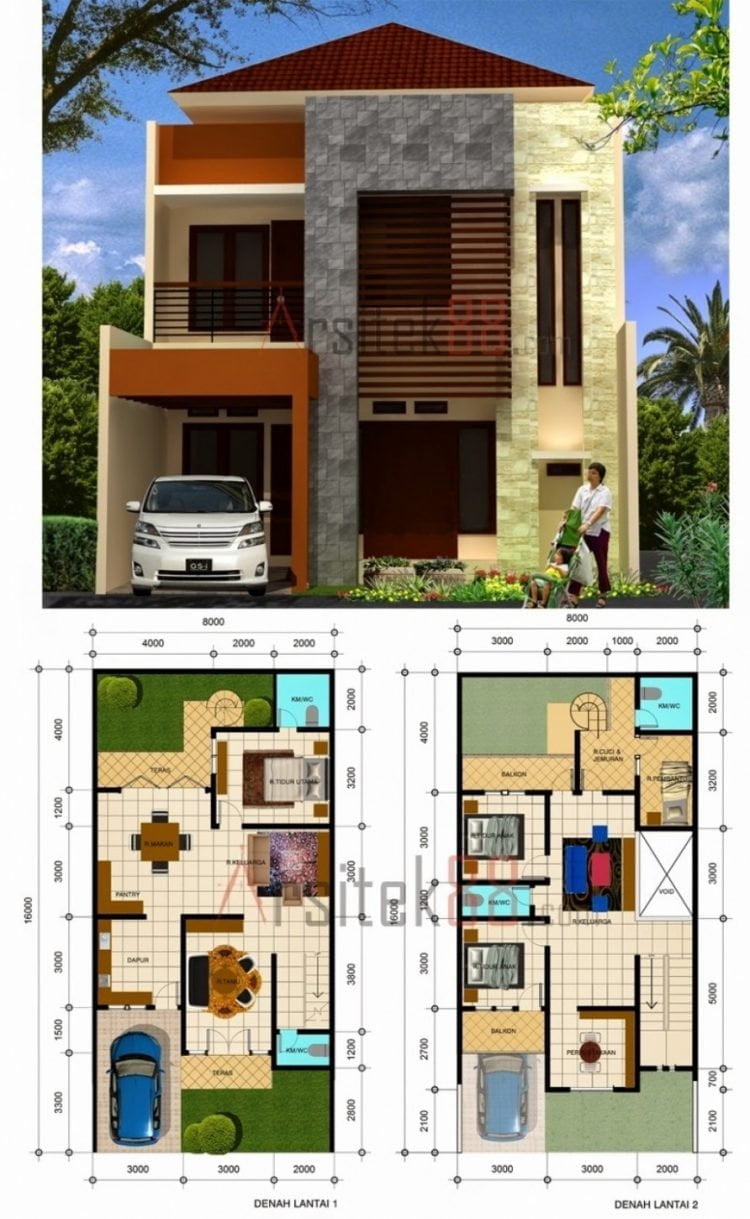 26 Foto Desain Rumah Minimalis 2 Lantai Type 36 60 Murah untuk Dibangun