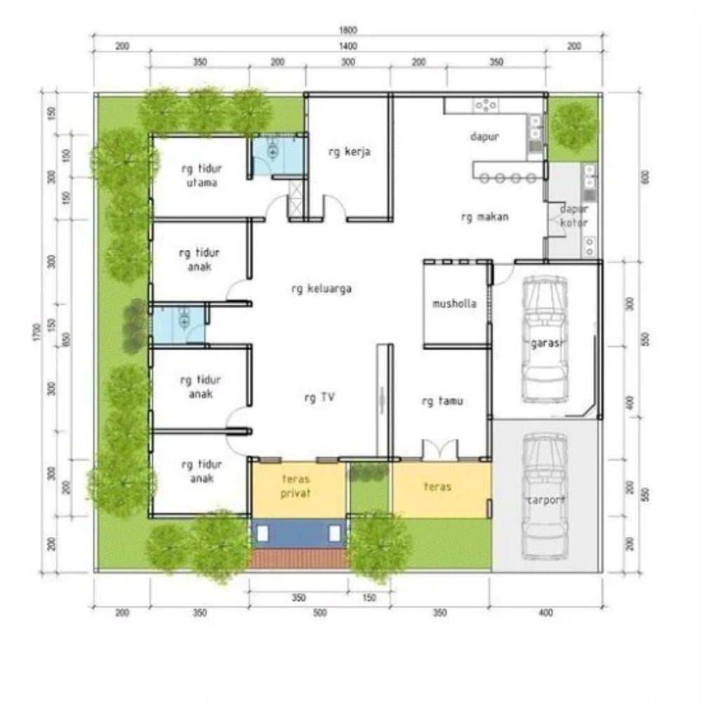 34 Ide Desain Rumah Minimalis 4 Kamar 1 Mushola Murah untuk Dibangun