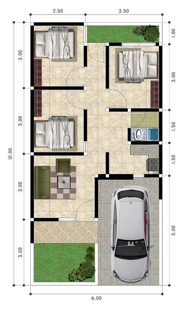 36 Gambar Desain Rumah Minimalis 3 Kamar Ukuran 7x9 Murah untuk Dibangun