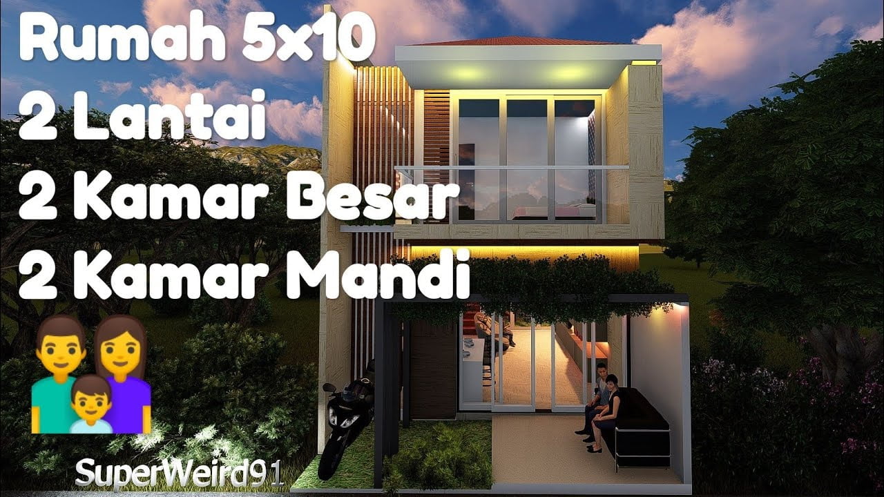36 Inspirasi Desain Rumah Minimalis 2 Lantai 5x10 Murah untuk Dibangun