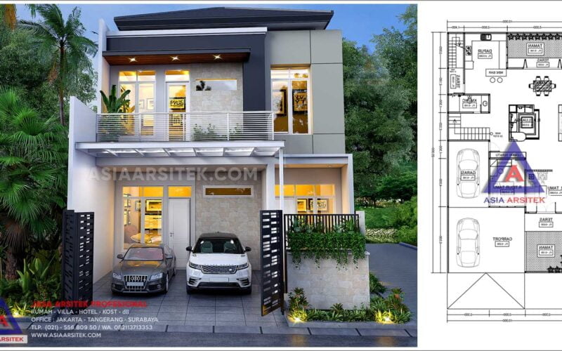 38 Ide Desain Rumah Minimalis 2 Lantai 2 Carport Paling Diminati