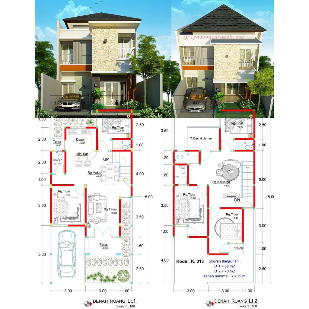 43 Kumpulan Desain Rumah Minimalis 2 Lantai 7x15 Lagi Viral