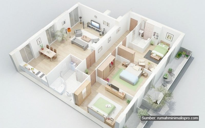 54 Inspirasi Desain Rumah Minimalis 7x10 3 Kamar Murah untuk Dibangun
