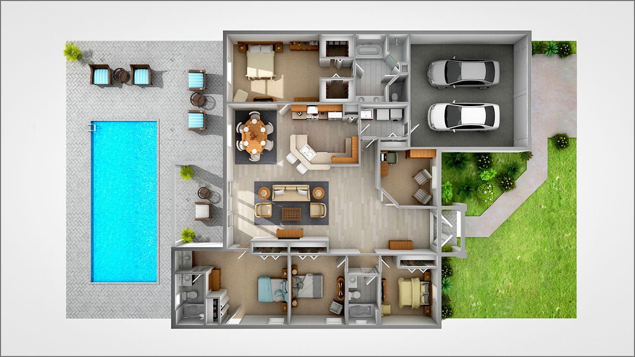 57 Gambar Desain Rumah Minimalis 1 Lantai Dengan Kolam Renang Paling Diminati