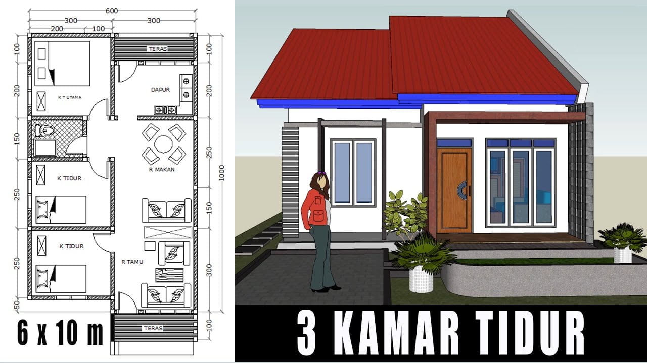 60 Contoh Desain Rumah Minimalis Sederhana 9x10 M 3 Kamar Terbaru Lagi Viral