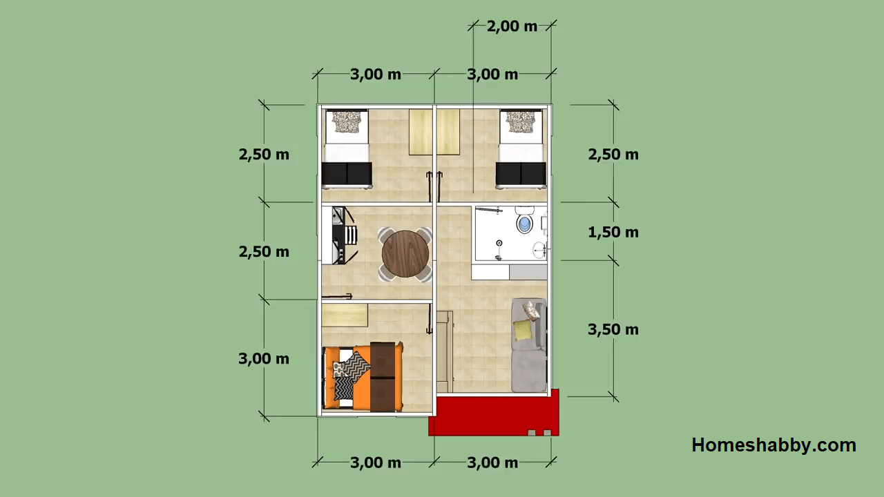 61 Ide Desain Rumah Minimalis 6x8 3 Kamar Sedang Digemari