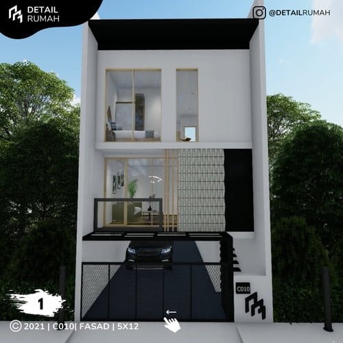 68 Inspirasi Desain Rumah Minimalis 5x12 2 Lantai Paling Diminati