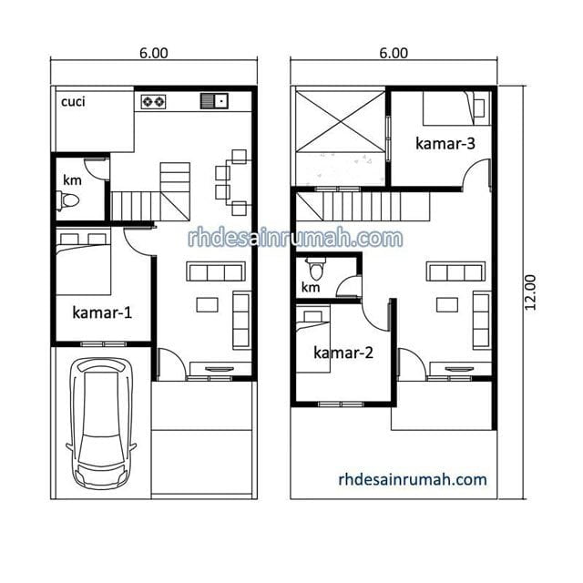 93 Ide Desain Rumah Minimalis 2 Lantai 6x12 Murah untuk Dibangun