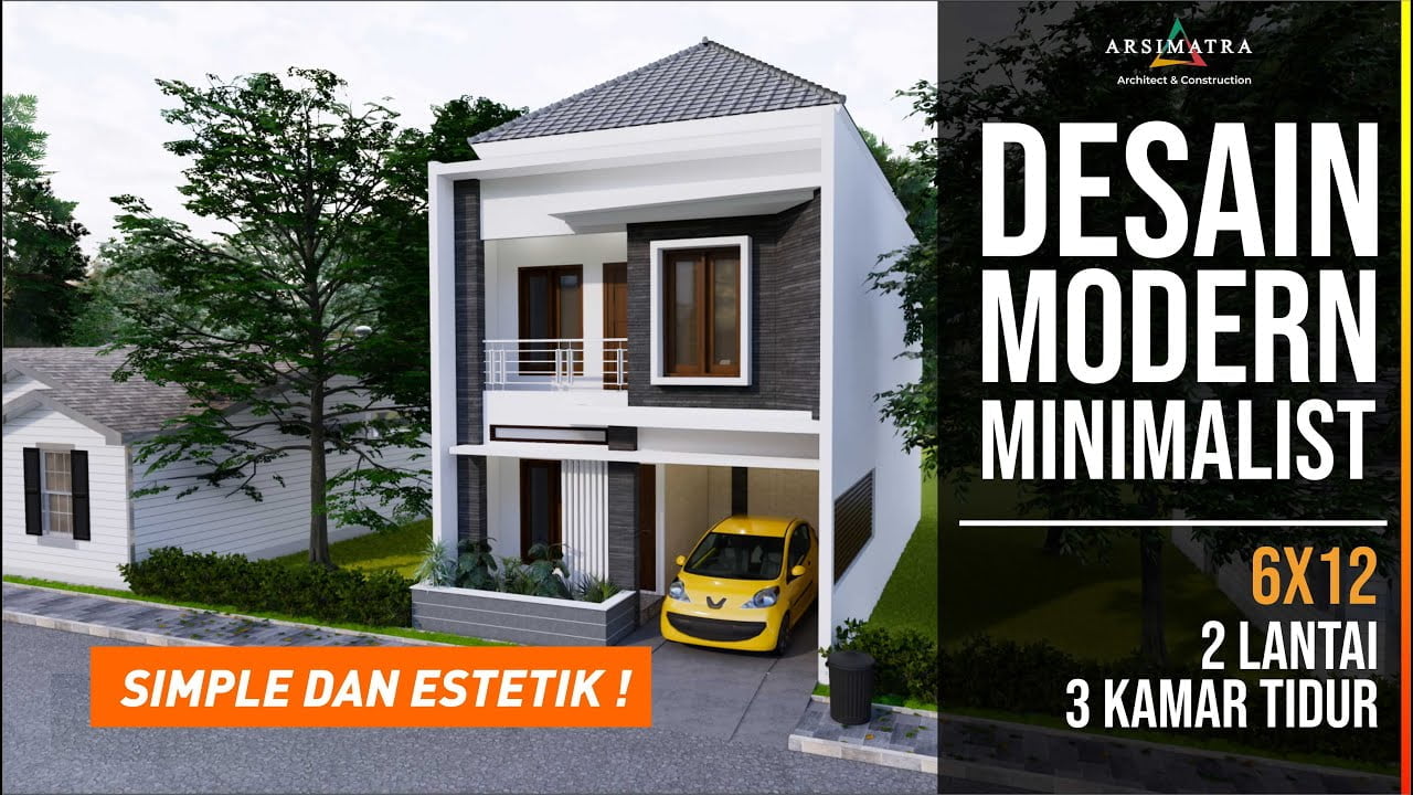 95 Contoh Desain Rumah Minimalis 2 Lantai 6x12 Tren Terbaru